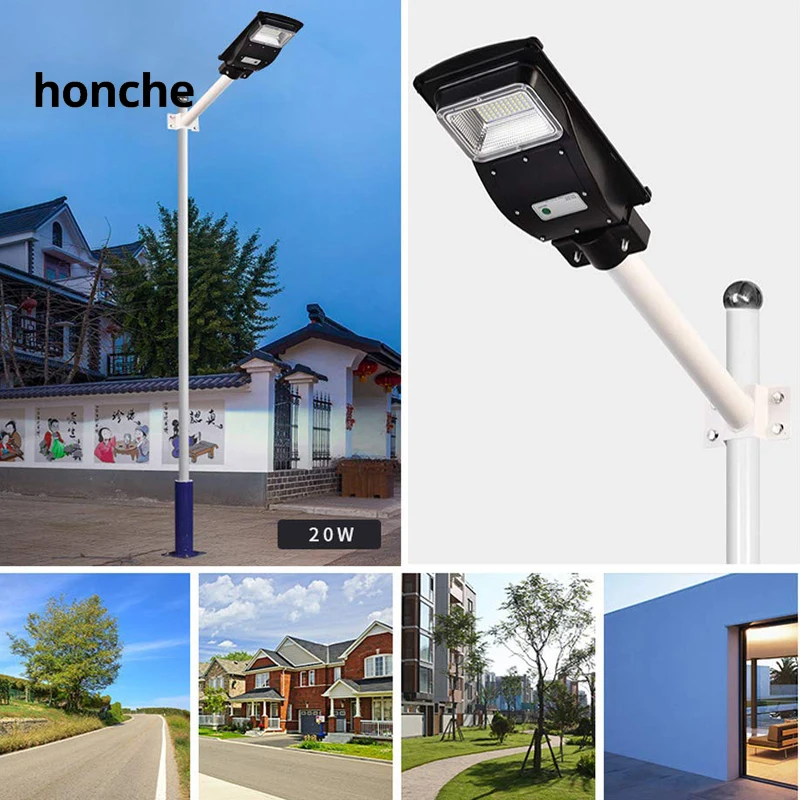 20W LED High brightness Solar Powered Street Light Dusk to Dawn LEDs Lamp Beads 6200K Cool White PIR Motion Sensor Lamps | Лампы и