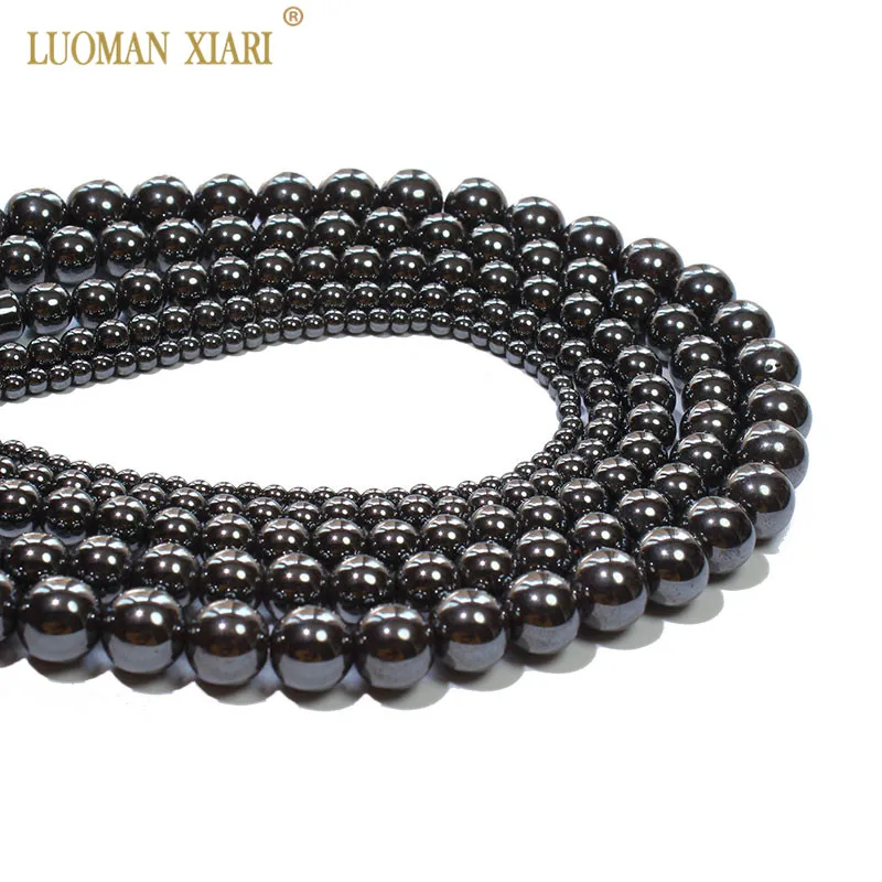 Wholesale Natural Round Stone Beads Black Hematite Iron Selectable 4/6/8/12MM For Jewelry Making DIY Bracelet Necklace 15'' |