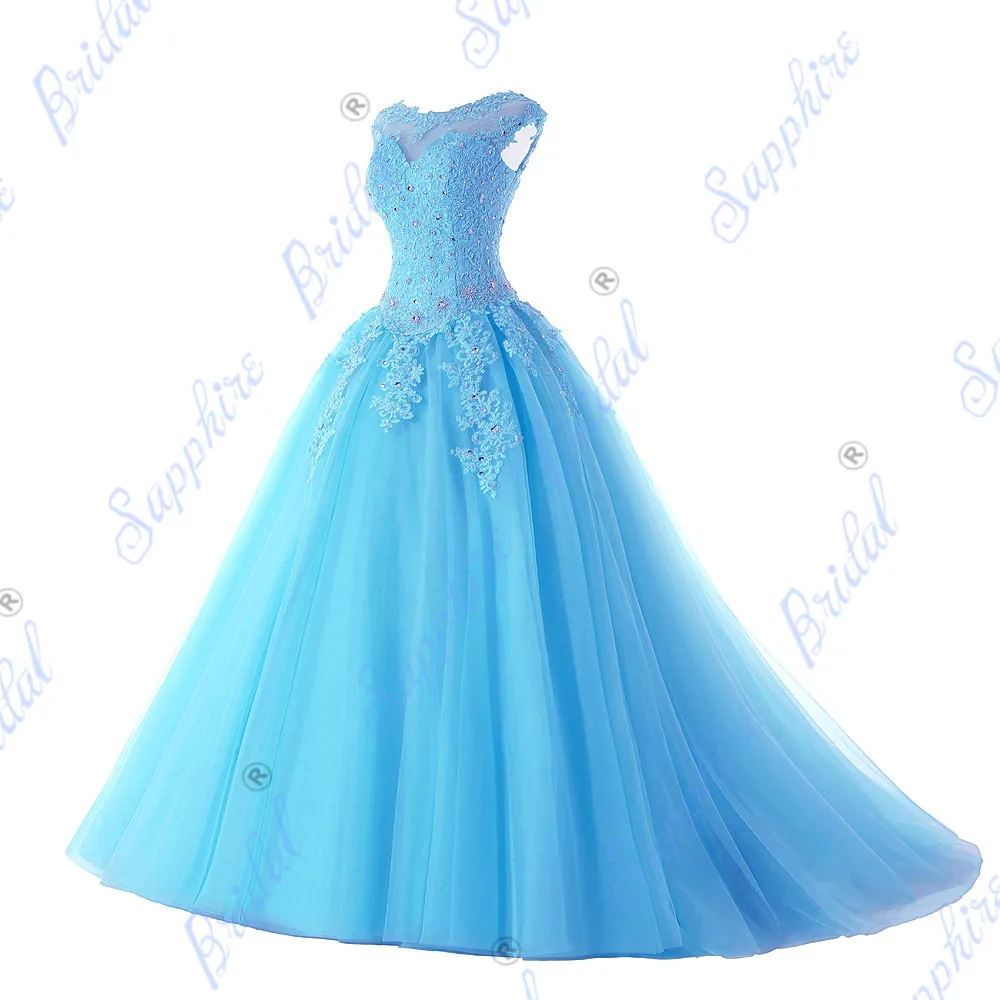BLF-71 Сапфир Свадебные Длинные вечерние платья Vestido De 15 Anos De Кепки рукава кружевное платье с открытой спиной цвета морской волны Серебряный пурпурный Расшитое бисером в честь пятнадцатилетия платье - Цвет: BLF-71