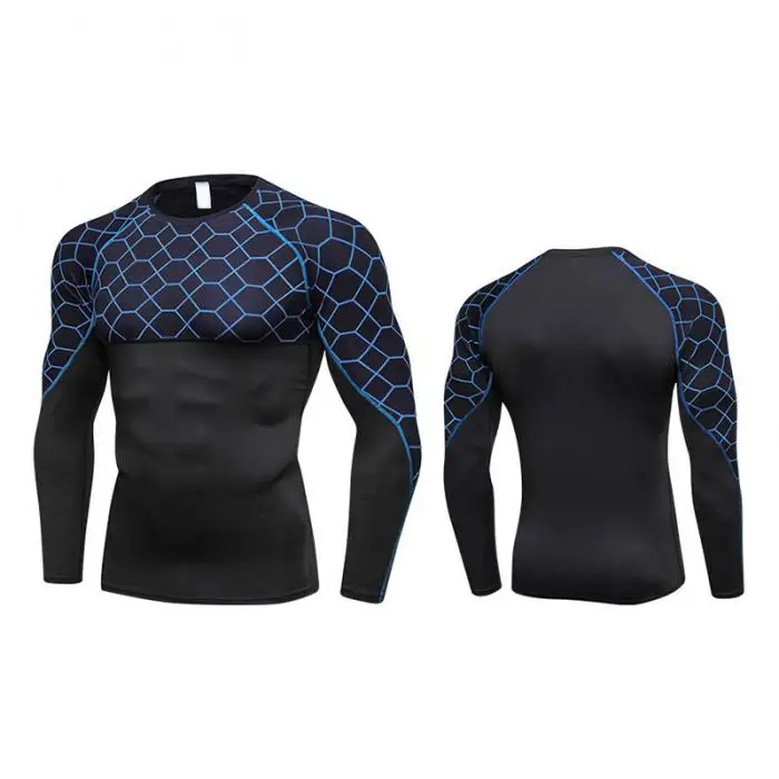 Высокая мужская быстросохнущая плотная дышащая спортивная рубашка с принтом и длинным рукавом с круглым вырезом DOG88
