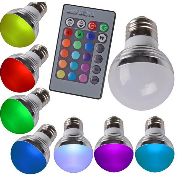 2016 RGB Светодиодная лампа E27 E14 3 Вт светодиодная светодиодный прожектор точечный