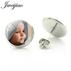 JWEIJIAO круглые квадратные серьги-гвоздики под заказ фото логотип стеклянный купол серьги-капли подарок другу на свадьбу NA01