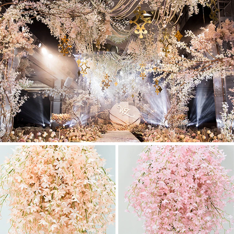 

JAROWN Artificial Encryption Cherry blossoms Wedding Arrangement Orchid Simulation Clove Orchid Home Party Decor Fake Flowers