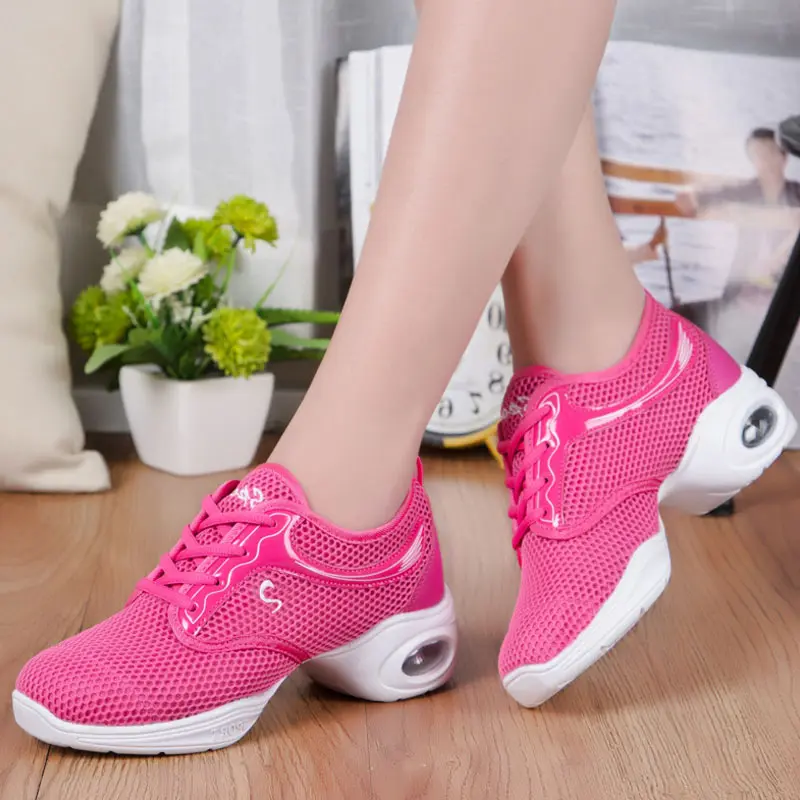 Sneakers Women Jazz Dance Shoes Female White Summer Outdoor Mesh Girls Modern Hip Hop Dancing Adult Ladies Casual Sports Shoes