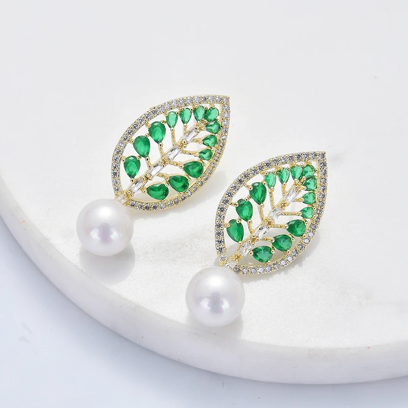 Zhijia уникальные очаровательные женские серьги-гвоздики в форме листа с