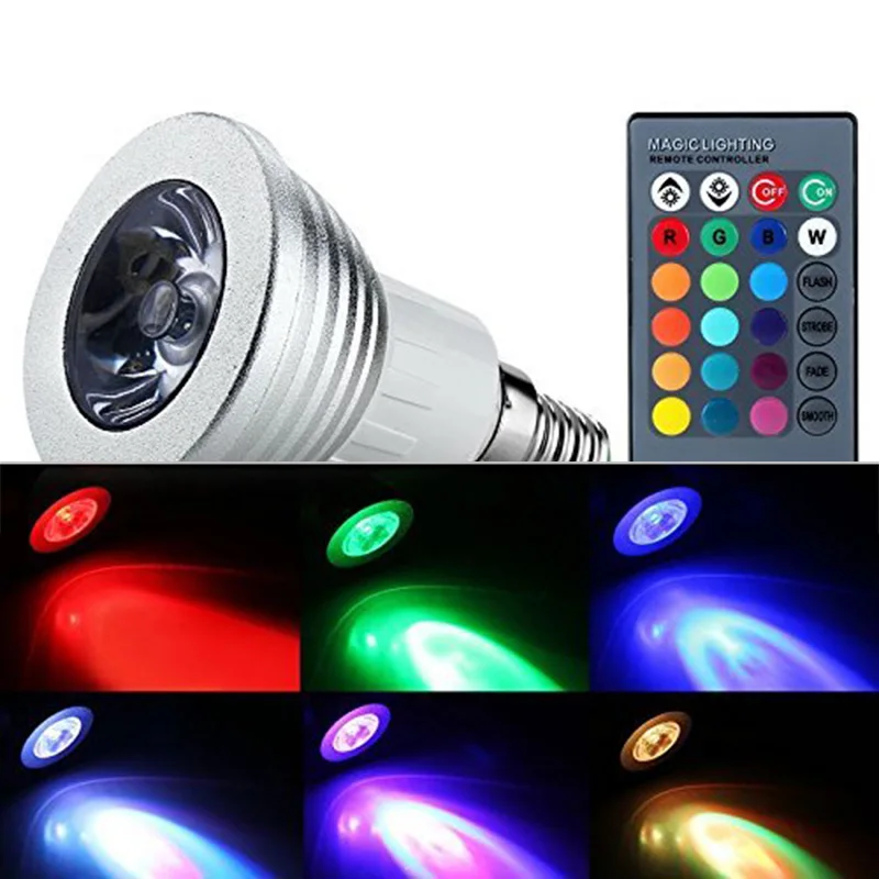 Светодиодная RGB лампа E27 E14 GU10 85-265 в MR16 12 В светодиодная 3 Вт волшебное праздничное