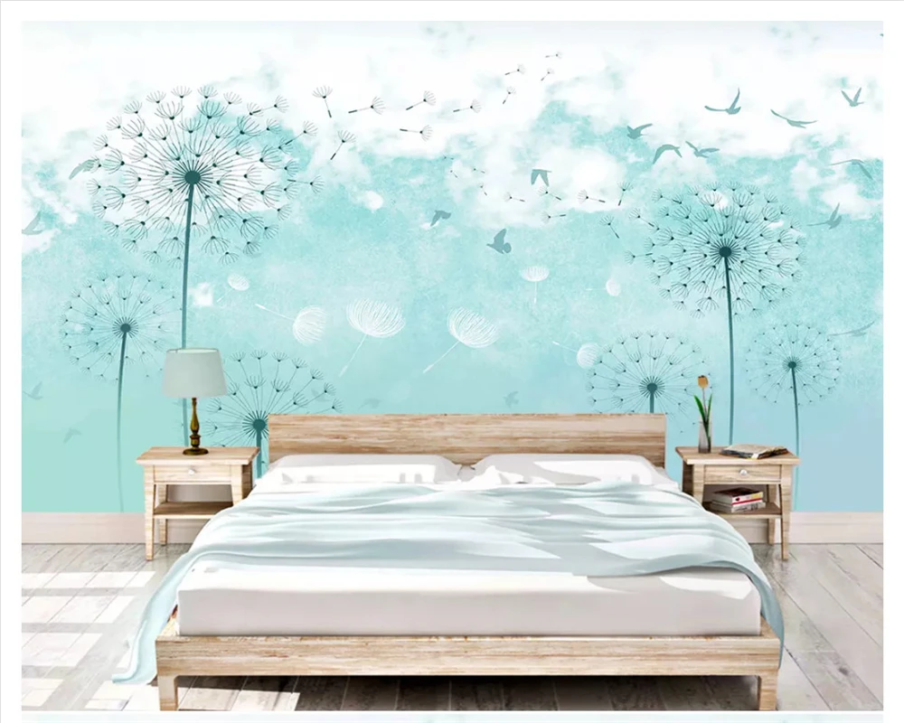 

beibehang Custom wallpaper Nordic simple beautiful dream dandelion background wall home decoration painting wall paper behang