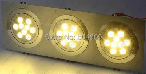 Приглушаемая 27 Вт (3*9 Вт) 27-Искусственная трехголовая Встраиваемая потолочная