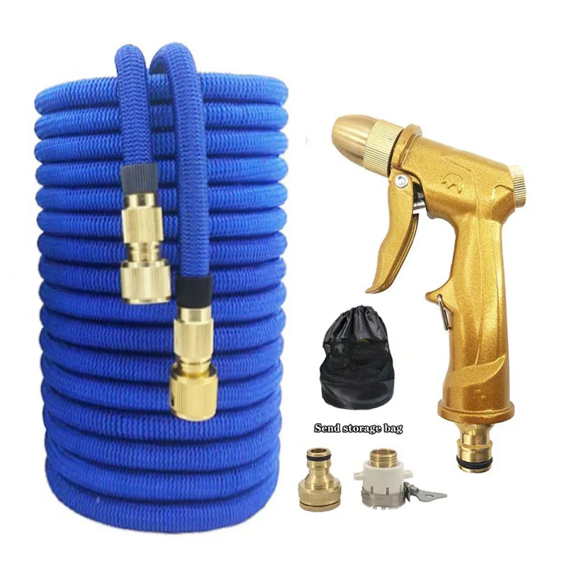 Blue hose set Легкий переносной садовый поливочный шланг выдвижной садовый шланг Mmagic гибкий водяной пистолет высокого давления для сада - Цвет: Blue hose set