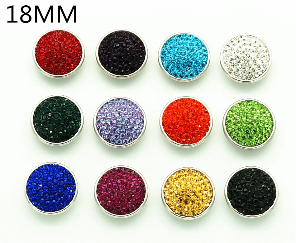 

New 12pcs/lot 18MM Manual Rhinestone&Clay Mixed Birthstone snap Button Charm Styles snap bracelets wholesale KB0306