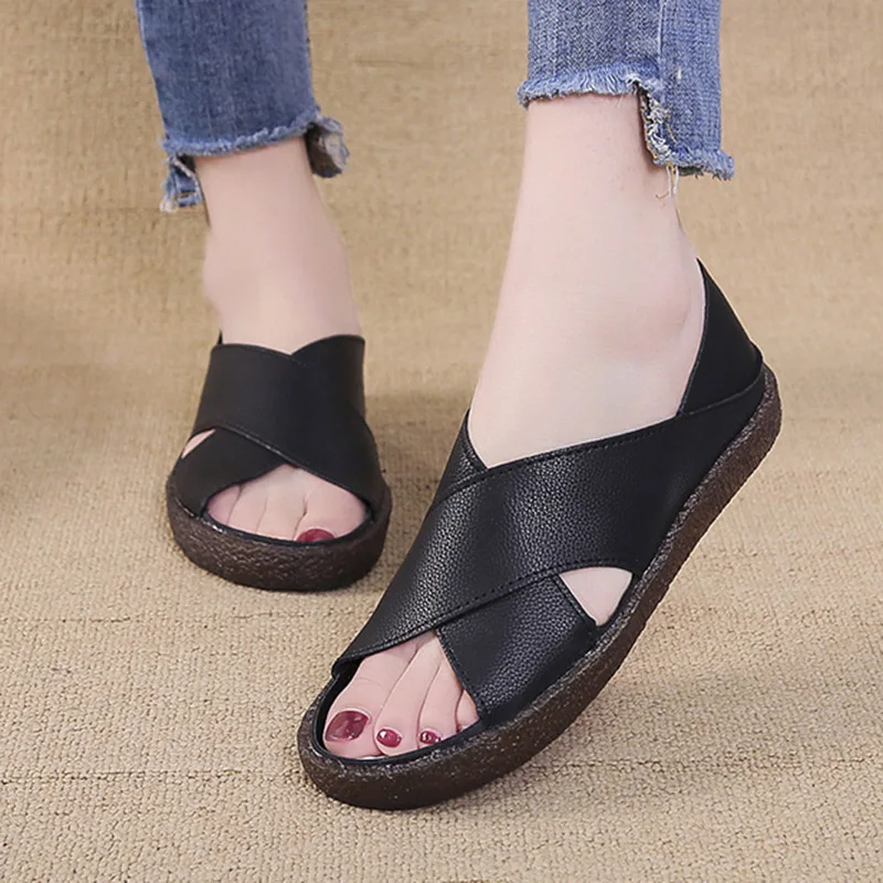 Женские сандалии в рыбацком стиле пляжная обувь на плоской подошве каблуке