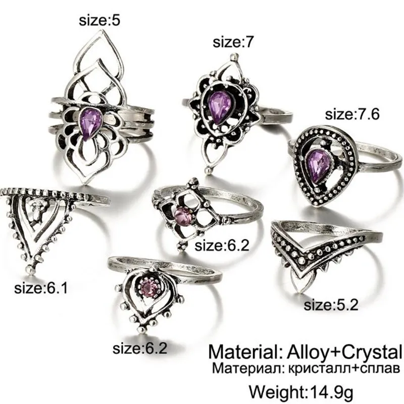 Timlee R024 Новинка Ретро полые фиолетовые стразы в богемном стиле винтажные кольца