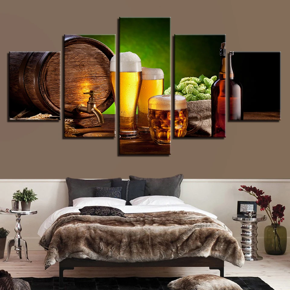 Украшение 5 шт. бокал для пива и вина кухонный Декор модульные картины HD Картина