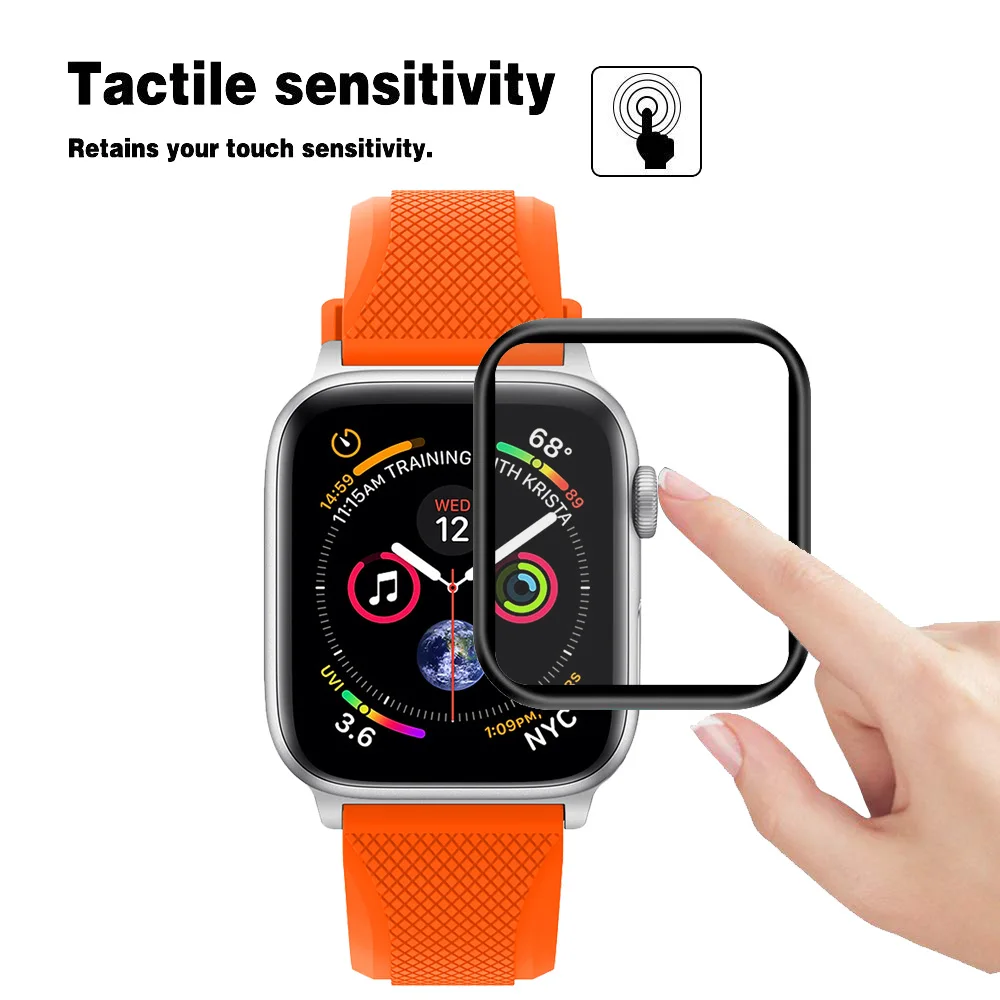 Защитная пленка из закаленного стекла для Apple Watch изогнутая 3d с полным покрытием