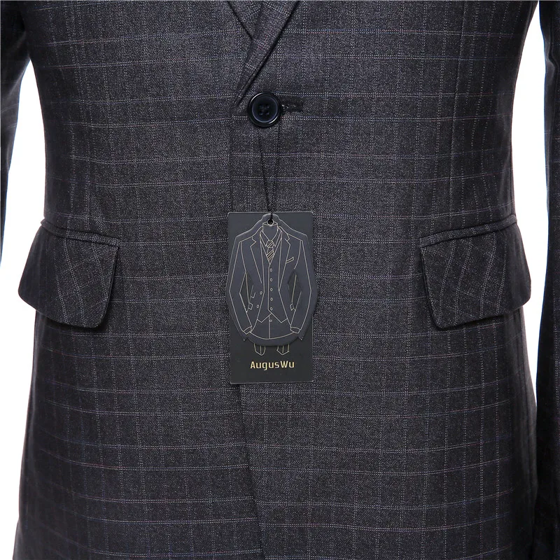 Новый деловой мужской пиджак повседневный с двумя пуговицами и клетчатым узором