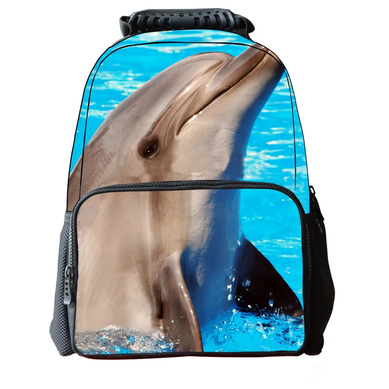 New 16 inch Waterproof Animal Dolphin Printing Backpack Large Capacity School Bags For Teenagers Men's Children Backpacks | Багаж и