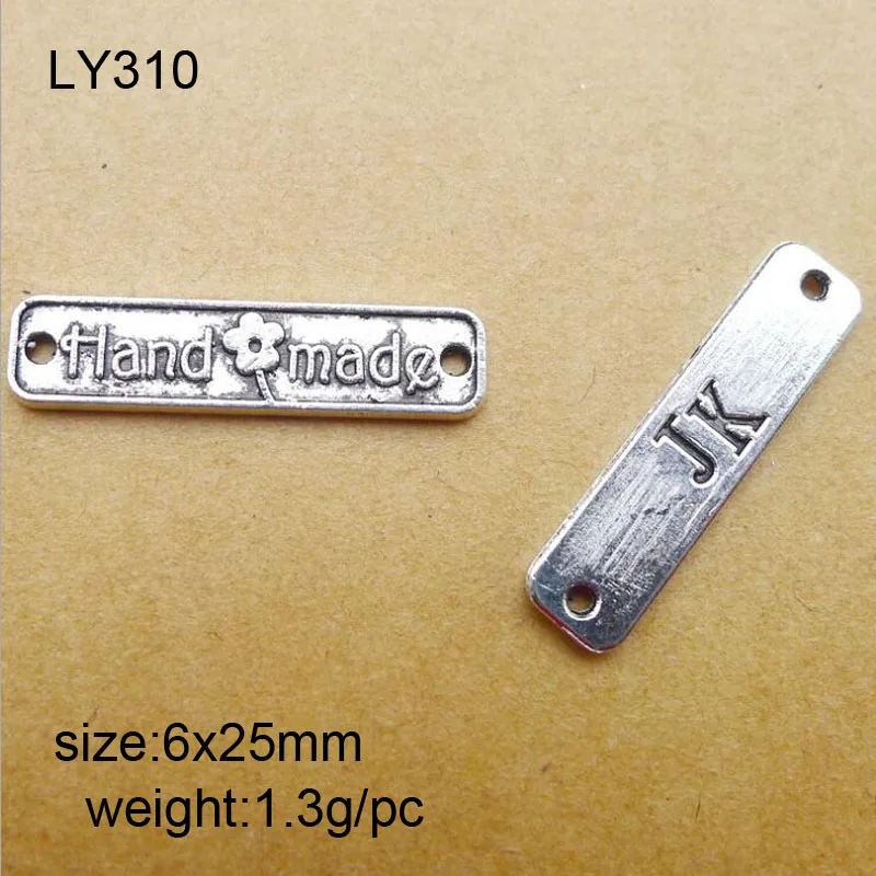 

50pcs/lot 6x25mm Antique Silver Alloy Letter Hand Made Charms Pendant Connector