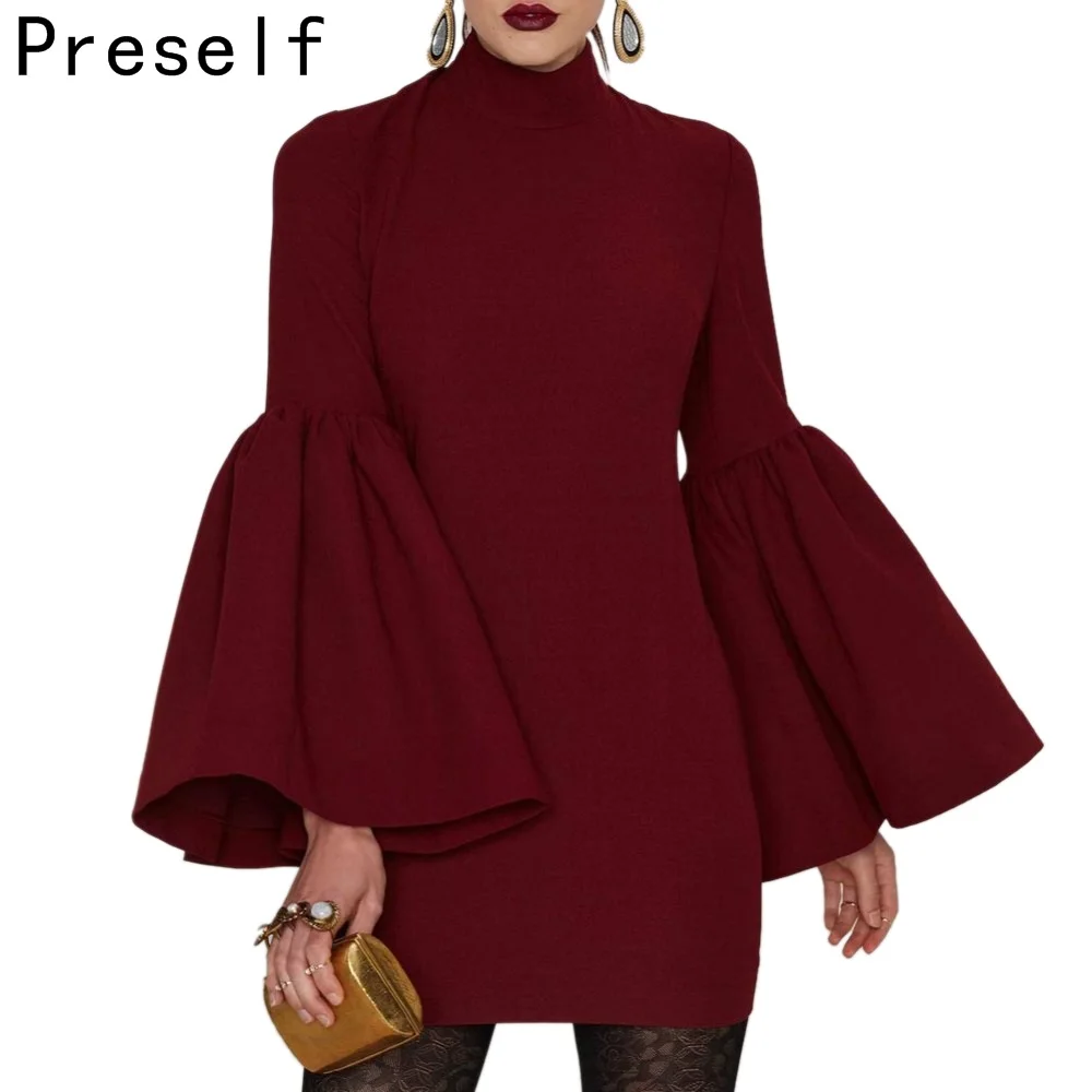 Preself Сексуальная знаменитости спинки Обёрточная бумага платье расклешенными