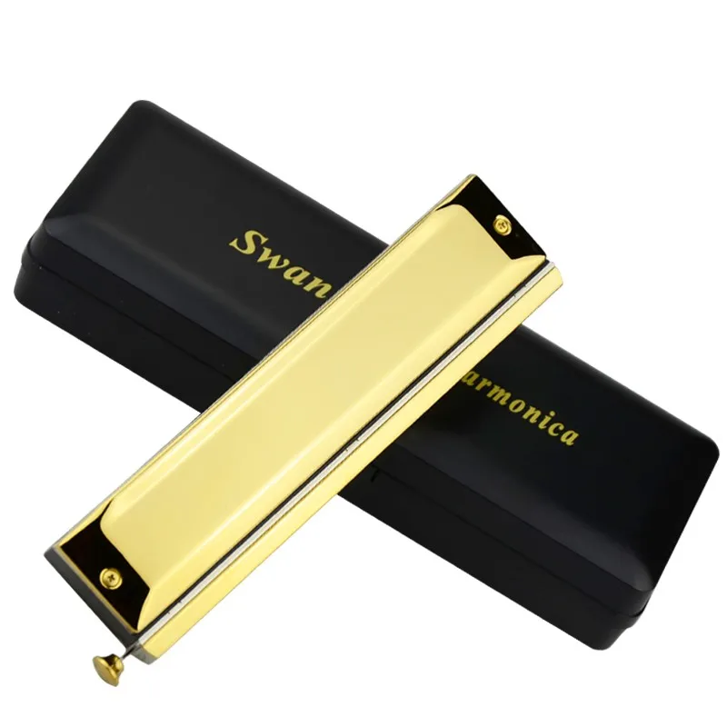 Хроматическая гармоника Swan с 16 отверстиями золотого цвета квадратная