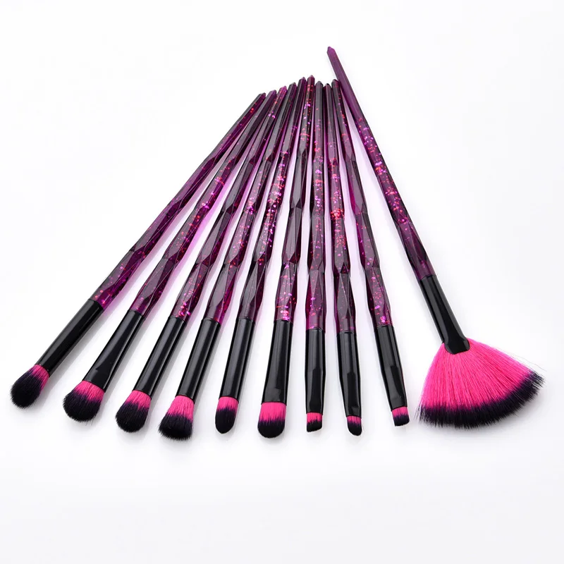 10 pcs galaxy eye Алмазные кисти для макияжа Единорог основа Пудра кисть Тени для век веер макияж набор кистей хайлайтер бровей Косметическая кисть Инструменты - Handle Color: 10 pcs galaxy eye