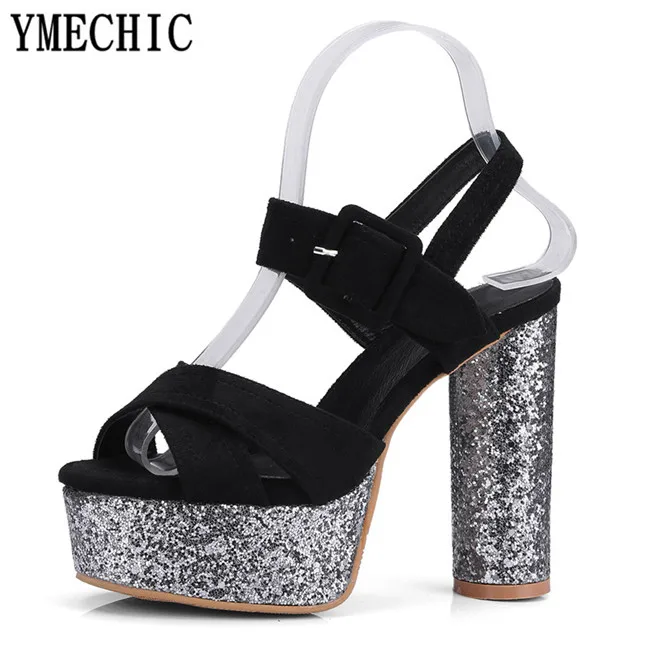 Женские Блестящие Босоножки YMECHIC винтажные Бежевые босоножки на очень высоком
