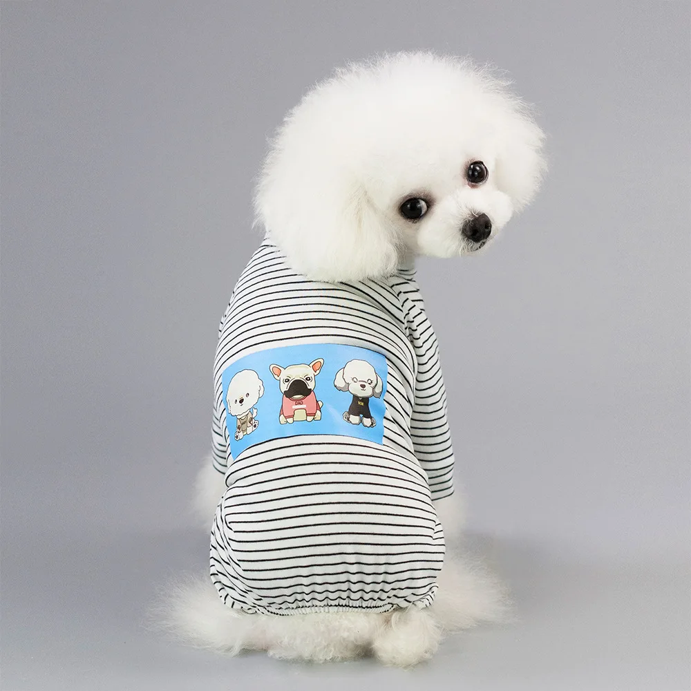 Одежда для маленьких собак хлопковый комбинезон чихуахуа Yorkie пижама полосатые