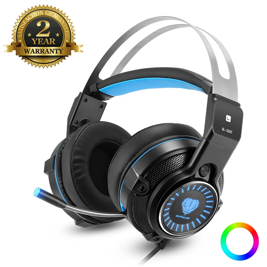 BLack Blue 3,5 мм игровая гарнитура Casque Gamer, стерео наушники с микрофоном, светодиодный микрофон, игровые гарнитуры для ПК, компьютера, PS4, стол для Xbox One - Цвет: BLack Blue