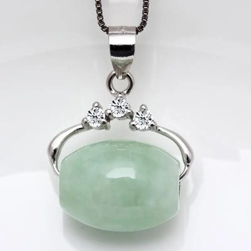 Натуральный Бирма грузовой транспортер Passepartout jadeite кулон ожерелье Мода S925