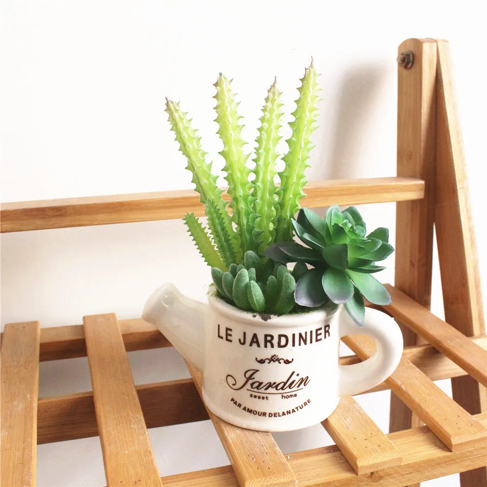 Room Artificial Succulent Pot Tabletop Decor Fake Plant Flower 1pc Mini Simulation PVC Ceramic Creative Ornaments | Дом и сад