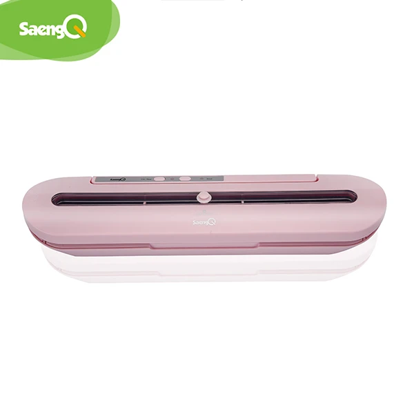Pink SaengQ вакуумный упаковщик для пищевых продуктов, вакуумная упаковочная машина для кухни, 220 В, вакуумный упаковщик, хранитель рулонов для хранения, 10 шт. пакетов - Цвет: Pink