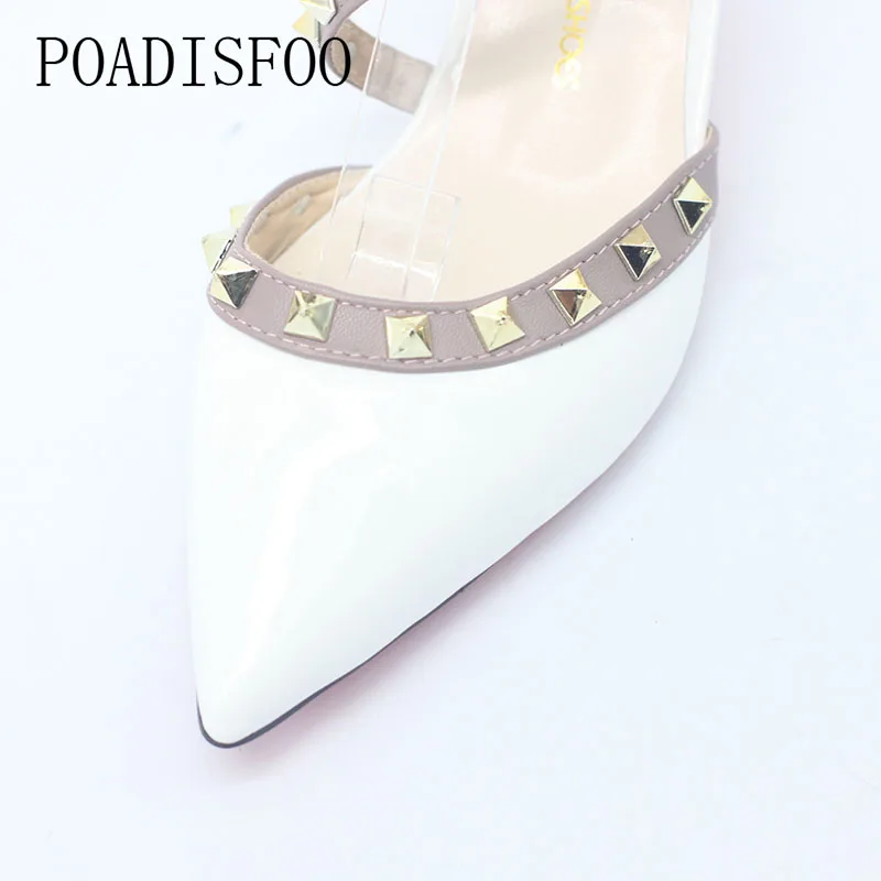 Ltart/2017 г. женская обувь модные туфли-лодочки с острым носком и заклепками на