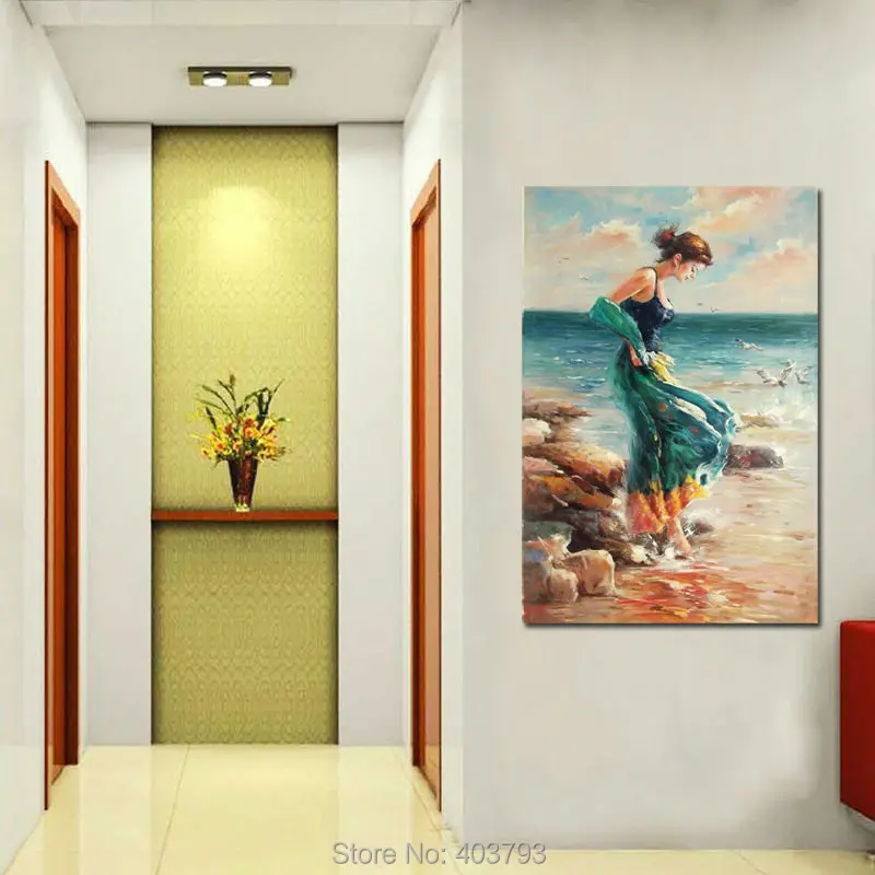 100% роспись вручную абстрактное искусство холст картина маслом фигурка женщины