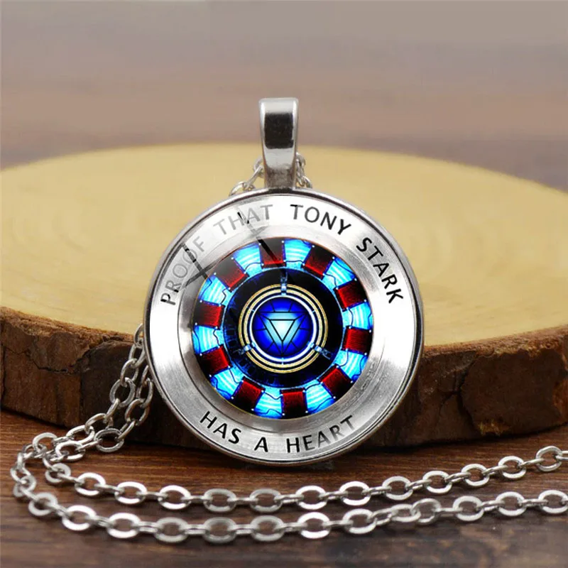 Железный человек, Tony Stark Tibet серебряное стеклянное купольное ожерелье, подвеска, цепочка, доказательство того, что Tony Stark имеет сувенир в форме сердца