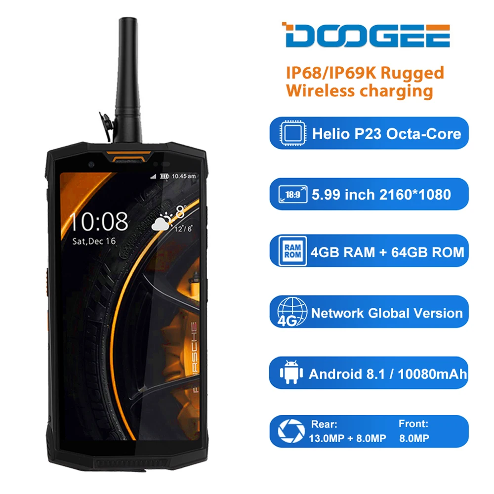 DOOGEE S80 Lite IP68 4 GB + 64 5 99 дюйма MTK6763T Восьмиядерный влагонепроницаемые Walkie Talkie 10080 mAh
