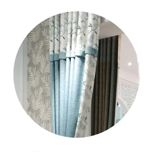 stitching curtain Корейские пасторальные синие льняные панели высокого качества жаккардовые листья занавески люверсы окна занавески набор для гостиной кухни - Цвет: stitching curtain