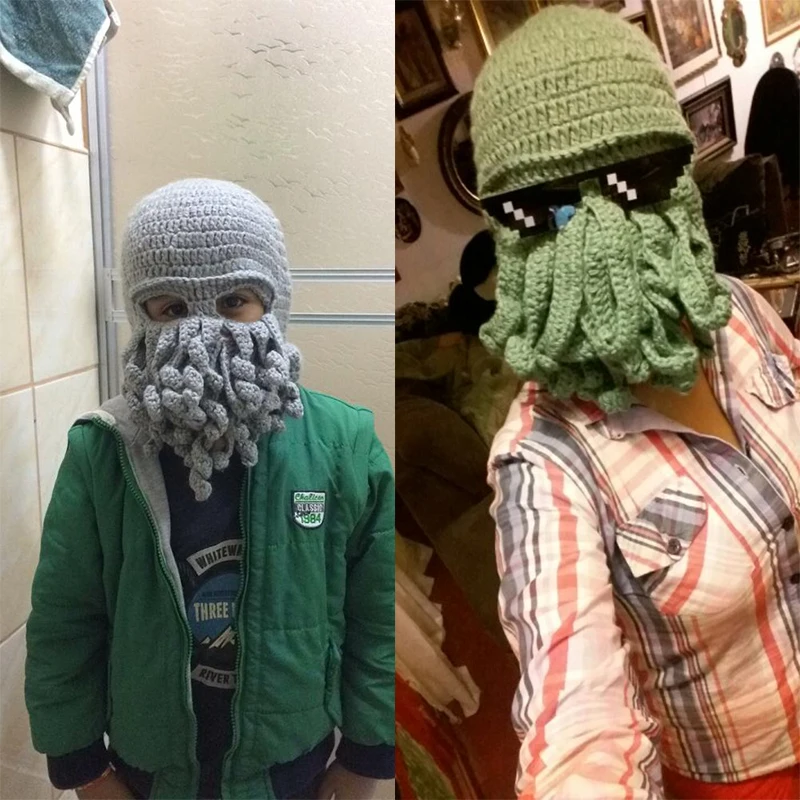 FDBRO велосипедные маски Octopus Смешные щупальца Cthulhu вязаная шапочка Лыжная Кепка