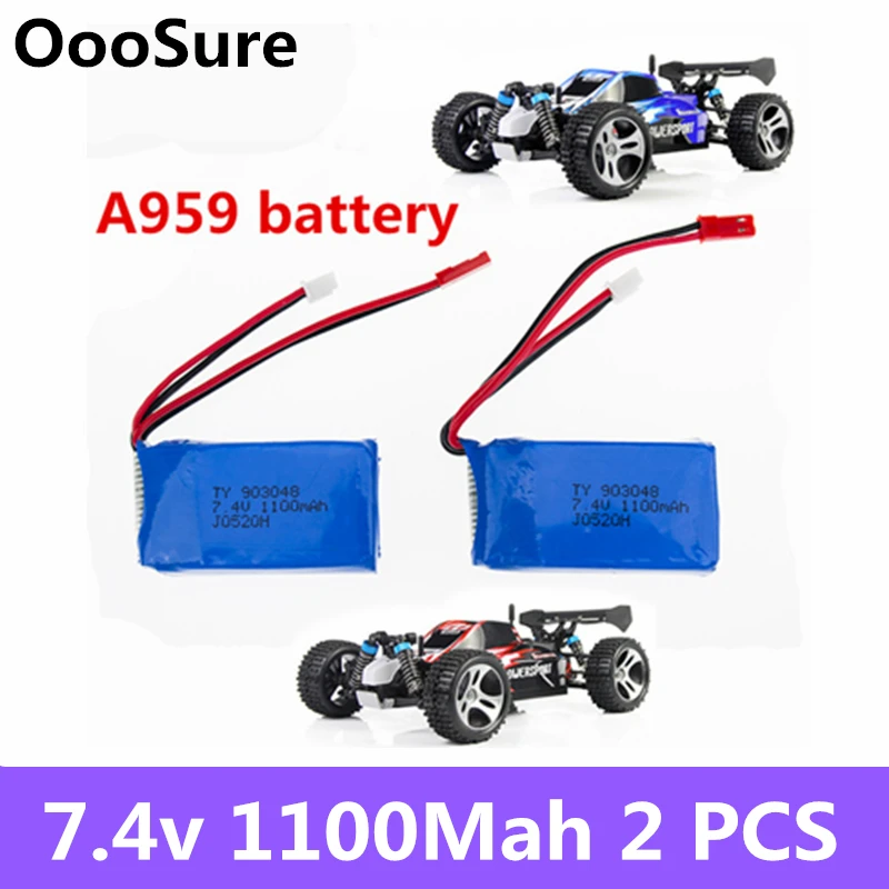 2 шт. 7 4 в 1100 мАч LiPo батарея jst вилка для Wltoys A949 A959 A969 A979 K929 RC автомобиль вертолет