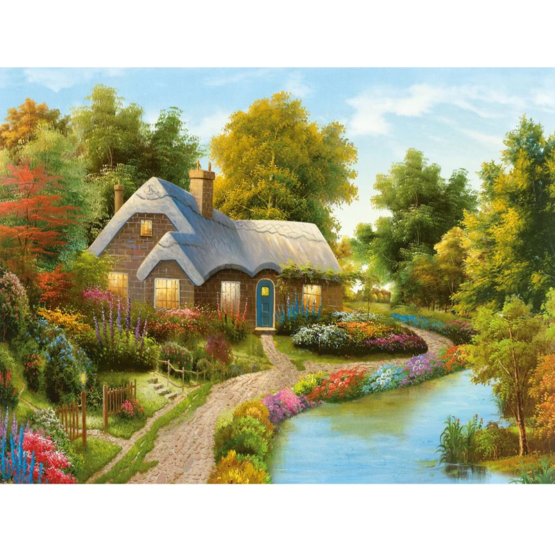 

Diy 5D Diamond Painting Scenic Garden House 3D Cross Stitch Kit Full Rhinestone Diamond Embroidery Landscape Crafts Home Decor