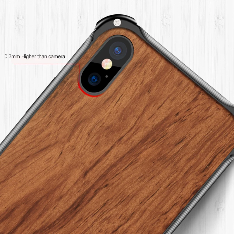 Soinmy роскошный XS металлический чехол для iPhone 7 Чехол деревянная задняя крышка 8 Plus X