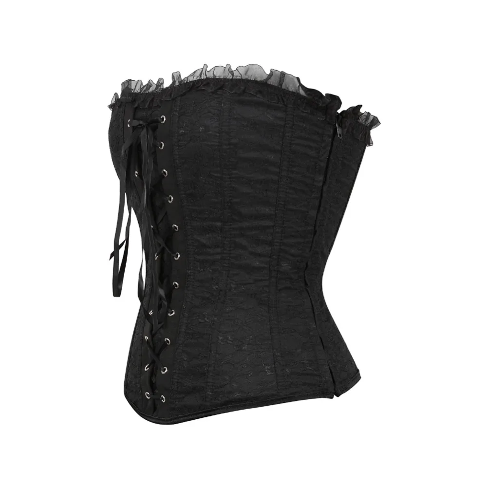 Женский кружевной корсет на молнии с оборками|overbust corset|corset lacecorset lace up |