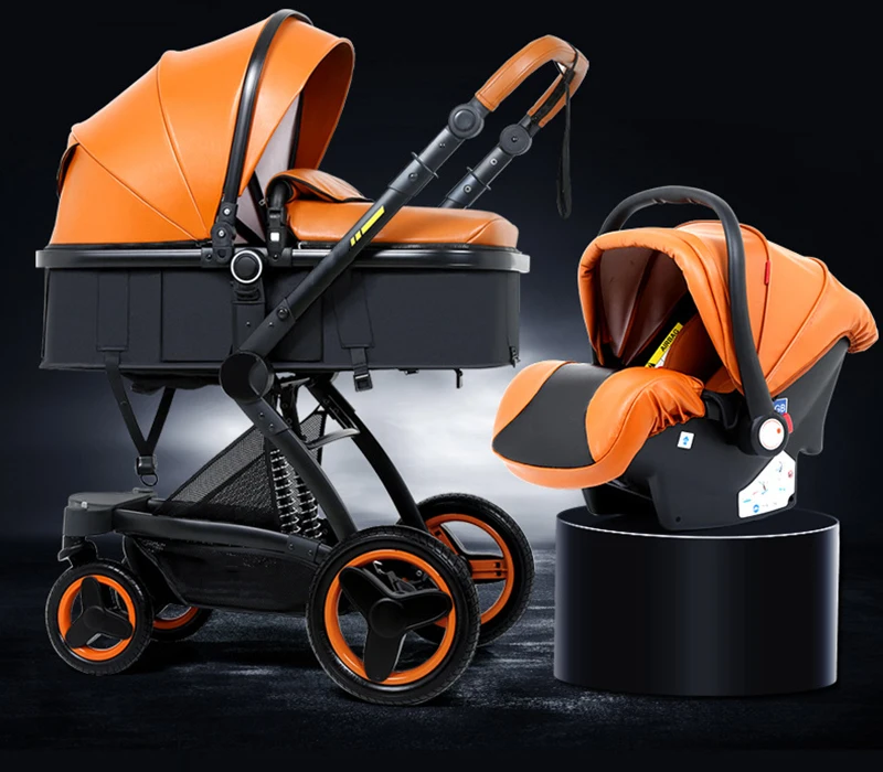 Bellec 3-in-1 stroller high landscape baby carriage basket can sit reclining folding two-way shock baby stroller