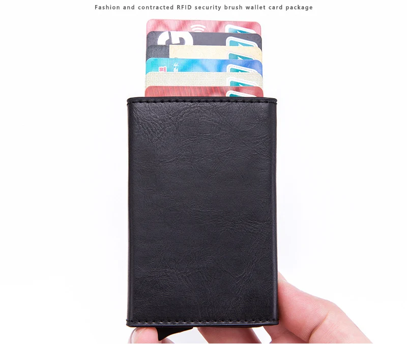 DIENQI Анти Rfid id держатель для карт Чехол Мужской кожаный металлический кошелек мужской кошелек для монет женский мини карбоновый кредитный держатель для карт на молнии