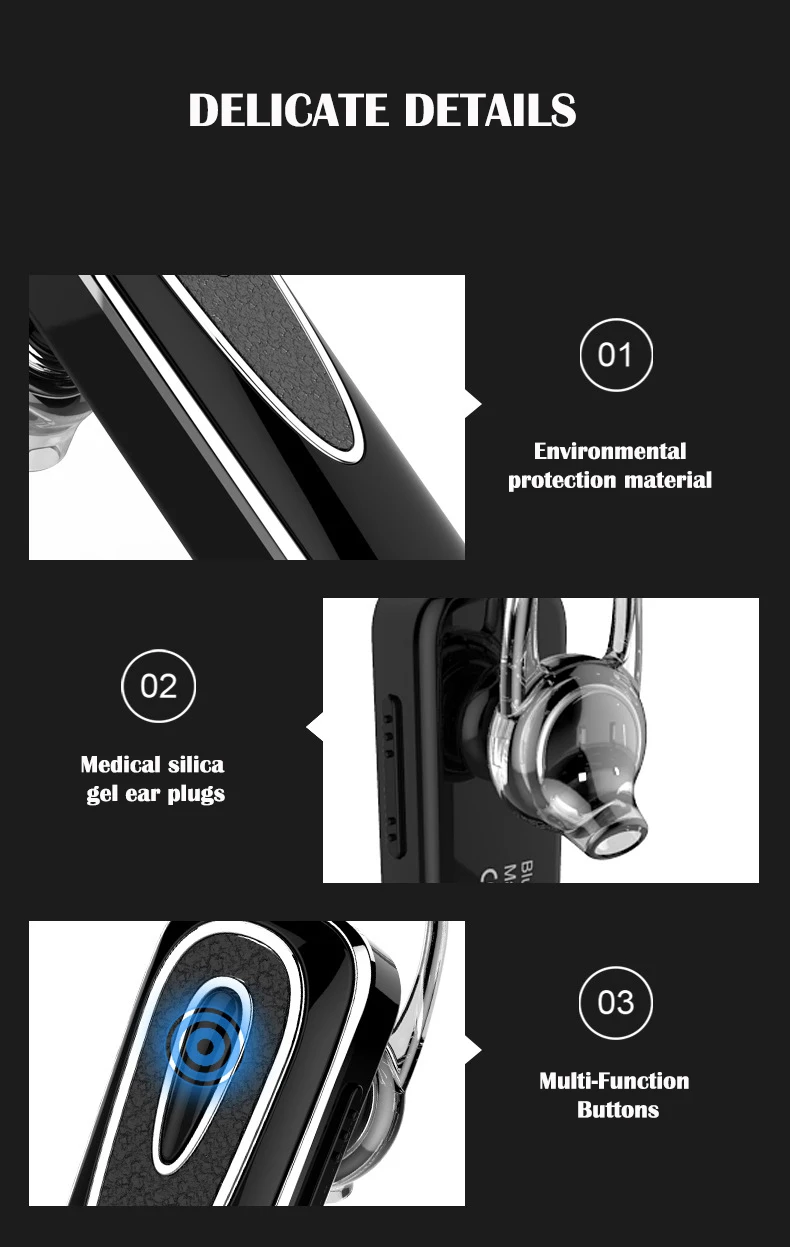 Беспроводные музыкальные наушники с шумоподавлением, bluetooth наушники с микрофоном, супер долгое время ожидания