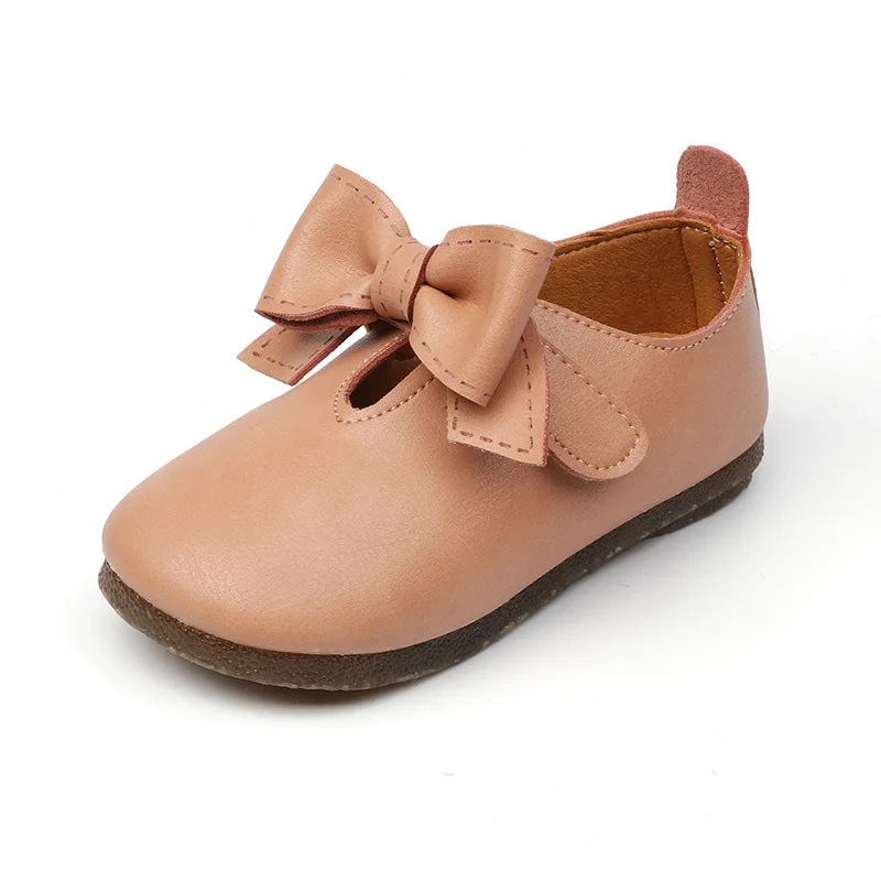 Mumoresip-zapatos planos de piel sint&eacute;tica para ni&ntilde;a, calzado suave con lazo de princesa, informales, para fiesta de boda, oto&ntilde;o-0