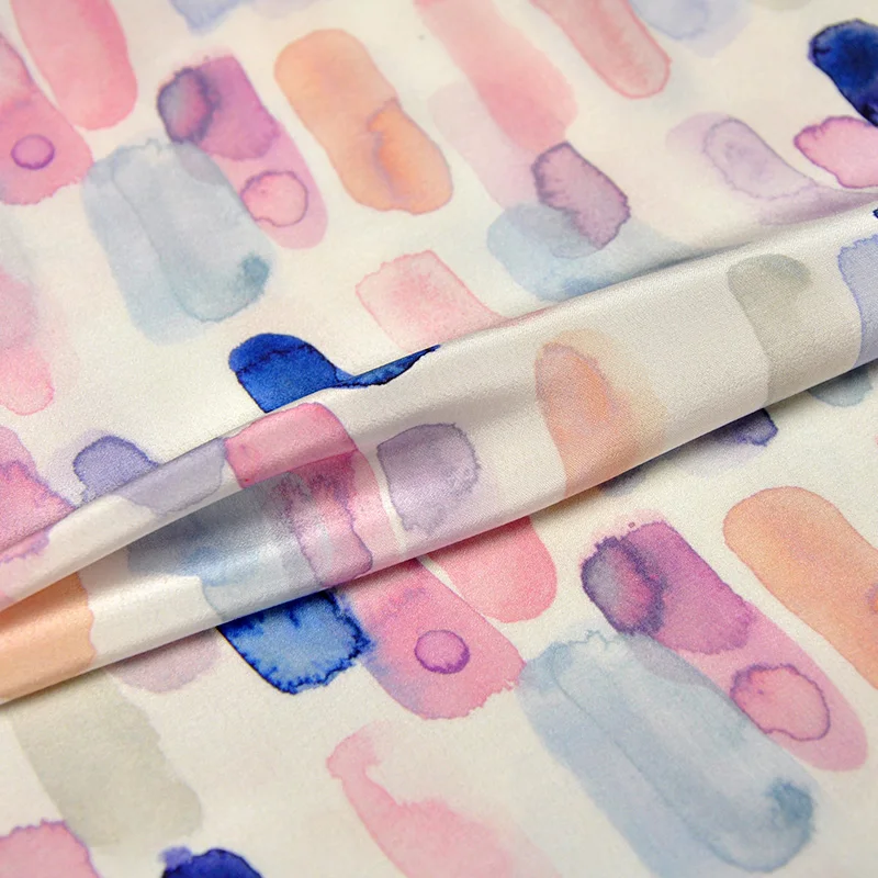Wide silk double crepe printed clothing dress shirt fabric ink graffiti free shipping | Дом и сад