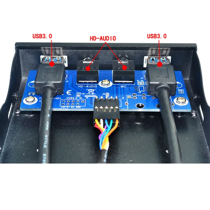 2 Port USB 3.0 Hub Splitter HD Audio 3.5mm Earphone Jack Mic Interface Front Panel Bracket Adapter for PC 20 Pin 3.5" Floppy Bay images - 6