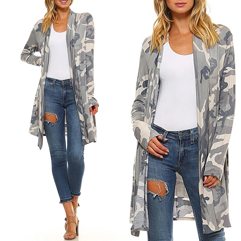 2019 осеннее камуфляжное пальто для отдыха повседневные женские топы длинная