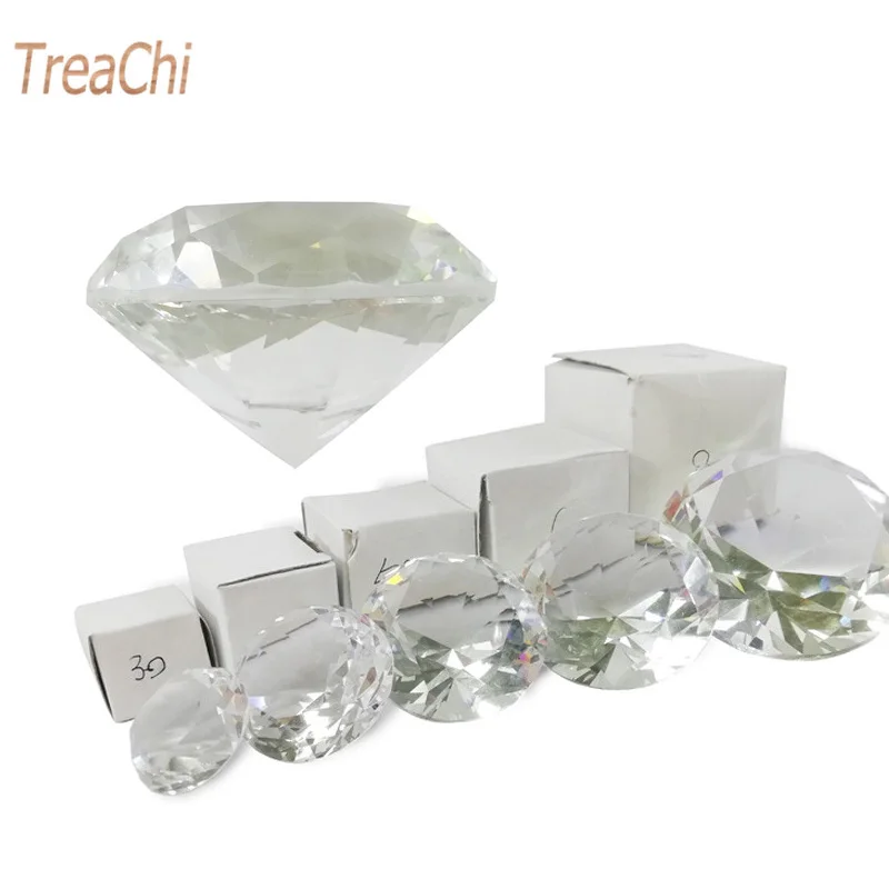 

Crystal Clear Paperweight Faceted Cut Glass Giant Diamond Jewelry Decor Craft