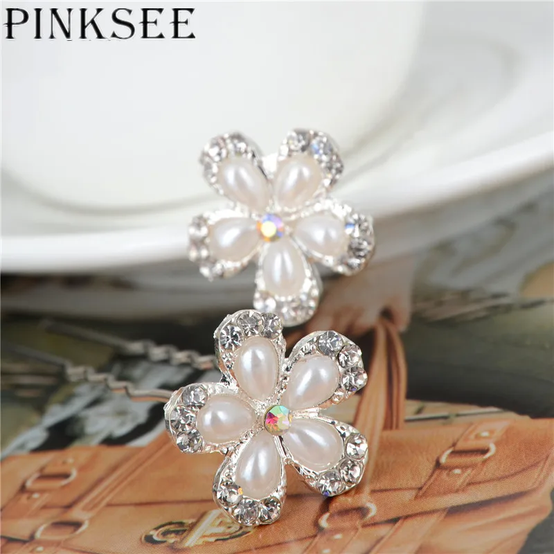 20 шт. жемчужины кристалл свадебные шпильки для волос заколки с пятью лепестками