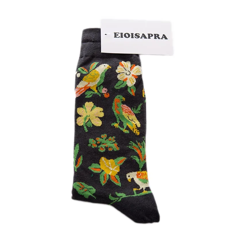 EIOISAPRA 6 пар/лот модные Брид/платье с листьями длинные смешные мужские носки красочные Meias счастливые носки Свадебные деловые носки подарок - Цвет: 1